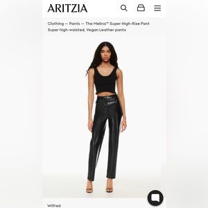 Aritzia super-high rise Melina vegan leather pant in black size 2